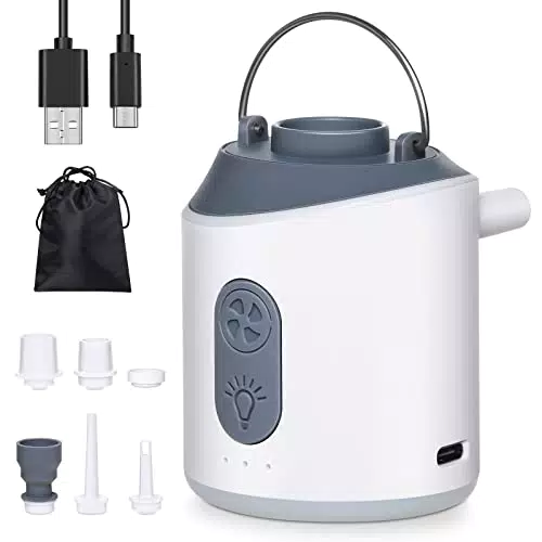 Hozzen Mini Gonfiatore Elettrico Portatile, 1600mAh Pompa d'aria Elettrica con 6 Ugelli