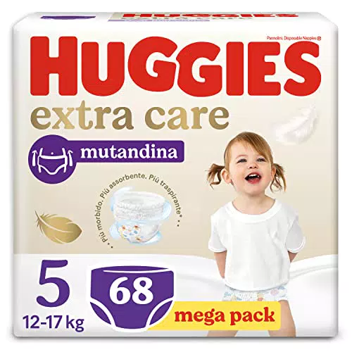 Huggies Extra Care Pannolino Mutandina Taglia 5, Confezione da 68 Pannolini