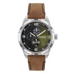 Hugo Orologio Analogico Multifunzione al Quarzo da Uomo con Cinturino in Pelle Marrone - 1530274
