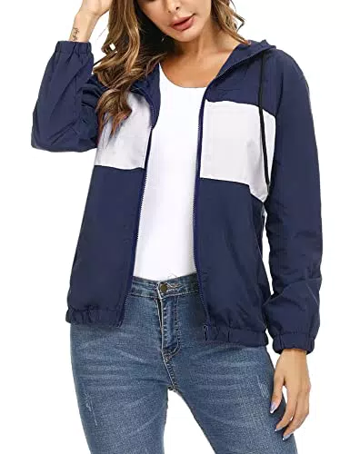 Irevial Cappotto Giacca Impermeabile Donna, Giacca a Vento Donna Leggera con Cappuccio e Tasche
