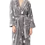 Iris & Lilly Accappatoio Lungo in Velour Donna, Grigio