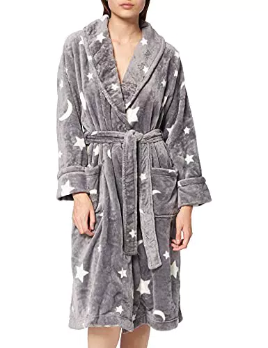 Iris & Lilly Accappatoio Lungo in Velour Donna, Grigio