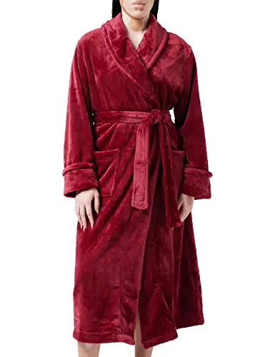 Iris & Lilly Accappatoio Lungo in Velour Donna, Rosso