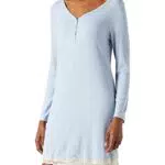 Iris & Lilly Camicia da Notte a Manica Lunga Donna, Blu Chiaro