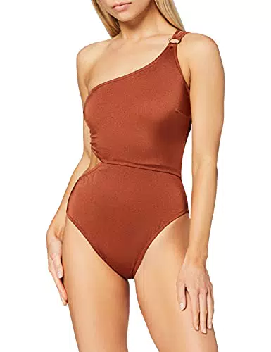 Iris & Lilly Costume da Bagno Monospalla con Aperture Donna