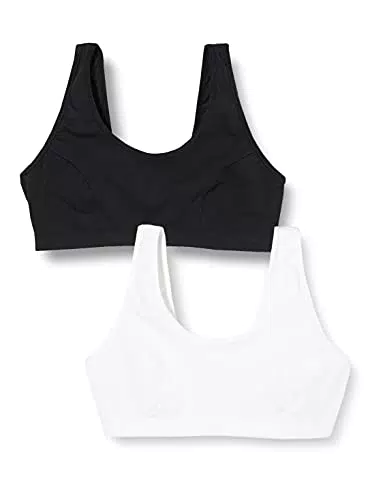Iris & Lilly Reggiseno Donna, Pacco da 2, Nero/Bianco