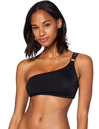 Iris & Lilly Top Bikini Monospalla Imbottito Donna, Nero
