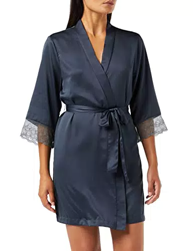 Iris & Lilly Vestaglia a Kimono in Pizzo e Raso Donna