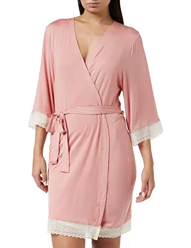 Iris & Lilly Vestaglia Corta in Cotone Donna, Rosato Opaco