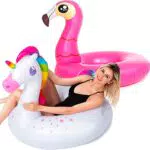 JOYIN 2 Cavalcabile Fenicotteri Gonfiabili, Unicorno Gonfiabili Piscine Adulti Bambini Galleggiante per Piscina