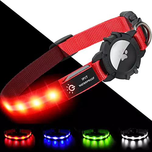 Joytale Collare Luminoso per Cani, Collare Airtag Cane LED Ricaricabile USB C per Cucciolo Cani di Taglia Piccola