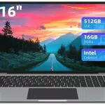 jumper PC Portatile 16 FHD, 16GB RAM 512GB SSD, Intel Celeron N5095 Notebook Computer