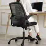 KERDOM Sedia da Ufficio, Sedia Ufficio Ergonomica da Scrivania con Braccioli Pieghevoli