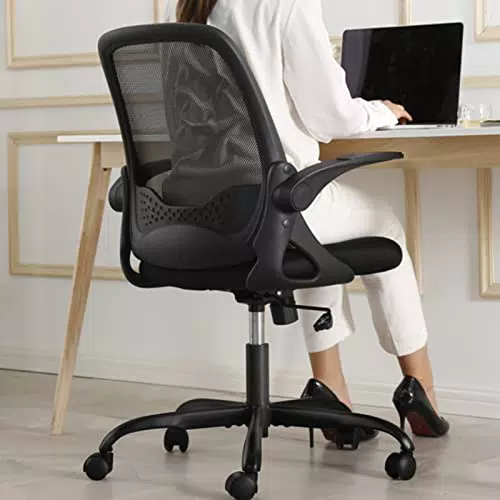 KERDOM Sedia da Ufficio, Sedia Ufficio Ergonomica da Scrivania con Braccioli Pieghevoli