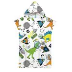 Kseyic Poncho da bagno per bambini, asciugamano da spiaggia con dinosauri