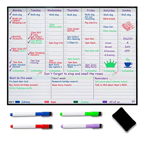 Lavagna magnetica settimanale per Frigorifero Planner settimanale per i pasti Calendario familiare Organizzati con il planning per ridurre lo stress nella tua vita