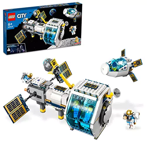 LEGO 60349 City Stazione Spaziale Lunare, Set di Giocattoli Ispirati alla NASA con Veicoli Spaziali e 5 Minifigure di Astronauti