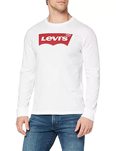 Levi's Ls Std Graphic Tee Hm Ls White+ Graphic, Maglia a Maniche Lunghe Uomo