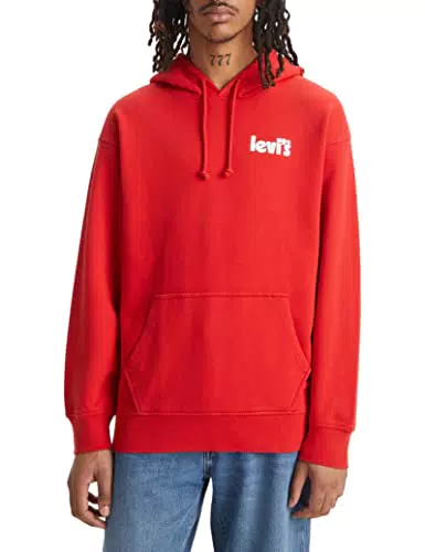 Levi's RELAXED GRAPHIC PO, Felpa Uomo, POSTER HOODIE AURA ORANGE