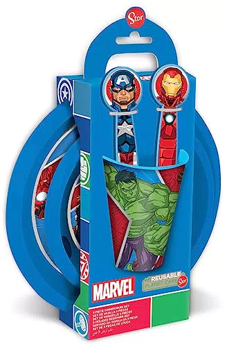 Marvel Set Pappa, kit 5 pezzi rosso e blu in plastica Avengers