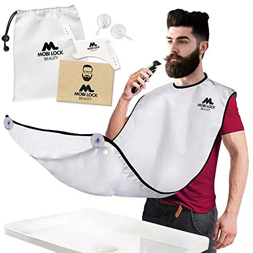 Mobi Lock Migliore Bavaglino per la Rasatura della Barba Il miglior modo per radersi Grembiule da barba e mantello da barba Include pettine modellante