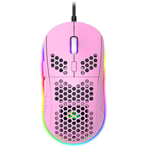 Mouse da Gioco Leggero Favo RGB, 6 Pulsanti Programmabili