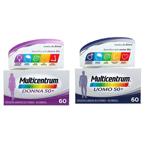 Multicentrum Donna 50+ e Uomo 50+, Integratori Alimentari Multivitaminico-Multiminerale con Vitamina D