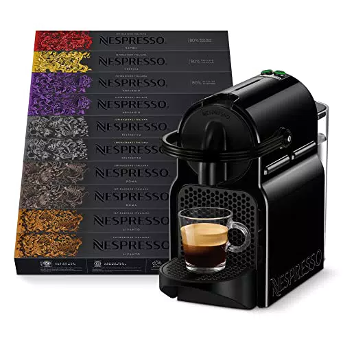 Nespresso MACCHINA INISSIA E 100 CAPSULE Inissia EN80B Macchina Caffè di De’Longhi con 100 Capsule Caffè Selezione Ispirazione Italiana