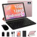Oangcc Tablet 10 Pollici 12GB RAM+128GB ROM con Mouse e Tastiera, oro rosa