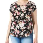 Only Onlvic SS AOP Top Noos Ptm, T-Shirt Donna, Nero/Big Larry Flower