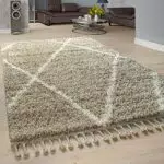 Paco Home Tappeto Shaggy Tappeto Soggiorno ad Alta pila di Diamanti Modello skandi Design vers. Colori e Dimensioni