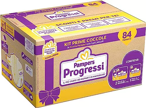 Pampers Progressi Primi Giorni, 84 Pannolini, Due Pacchi Taglia 1 e Un Pacco Taglia 2