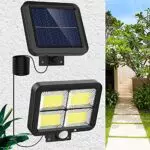 Parkarma Luce Solare Led Esterno Impermeabile IP65 128COB Lampada Solare con Sensore Regolazione a 3 Modalità Lampade Solari da Estern per Esterno/Giardino/Cortile