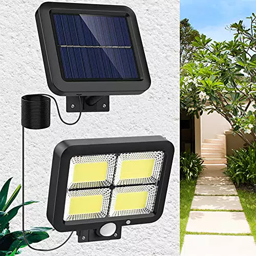 Parkarma Luce Solare Led Esterno Impermeabile IP65 128COB Lampada Solare con Sensore Regolazione a 3 Modalità Lampade Solari da Estern per Esterno/Giardino/Cortile