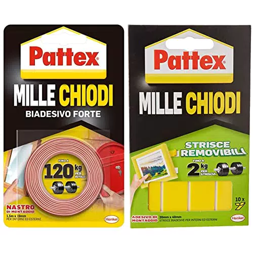 Pattex Millechiodi Tape, nastro biadesivo extra forte per applicazioni  permanenti