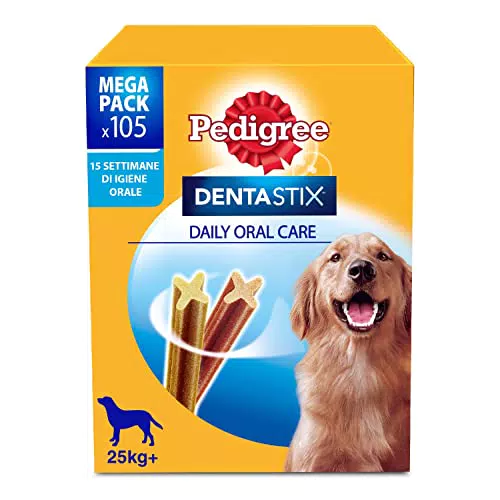 Pedigree Dentastix Snack per la Igiene Orale, 270 g 105 Pezzi - 15 Confezioni da 7 Pezzi