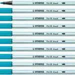 Pennarello Premium con punta a pennello - STABILO Pen 68 brush - Confezione da 10 - Azzurro chiaro
