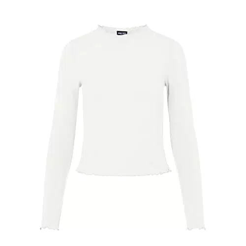 PIECES Pcnicca LS Top Noos Maglia Manica Lunga, Bianco