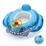 Piscina Salvagente Bambino Acemall Baby Swimming Ring Baby Shark Anello da Nuoto Istruttore di Nuoto Gonfiabile 27 pollici Barca Galleggiante per Piscina per Neonato/Bambino 10-36 mesi/ 1-4 anni