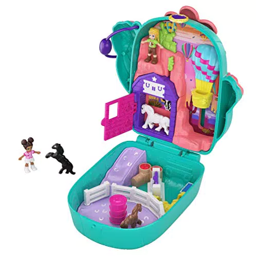 Polly Pocket-​Il Ranch di Polly e Shani Playset Tascabile con Micro Bambole e Accessori
