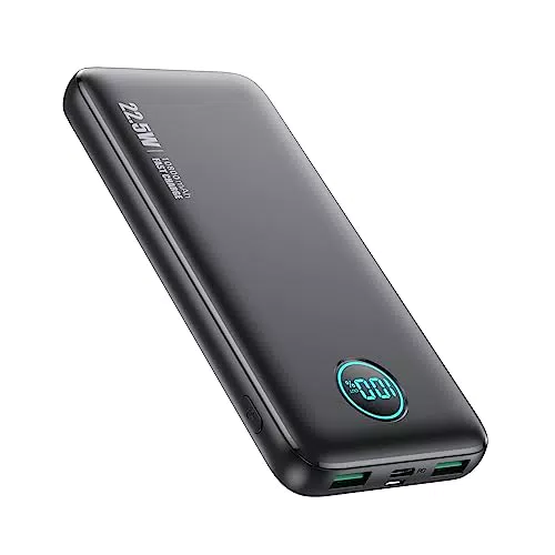 Power Bank 10800mAh, Ultra Sottile Compatto 22.5W PD3.0 USB C Ingressi&Uscite QC4.0 Caricatore Portatile Ricarica Rapida Powerbank con Display LCD