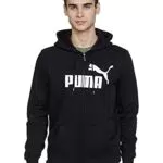 PUMA Felpa con zip integrale e logo grande Essentials uomo M Black