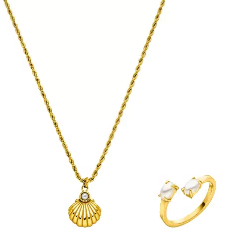 Purelei Set di gioielli Hapuna, Set di collana e anello donna in acciao inossidabile