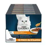 Purina Gourmet Perle Trionfo di Salsa con Manzo, Pollo, Salmone e Tonno, 80 Buste