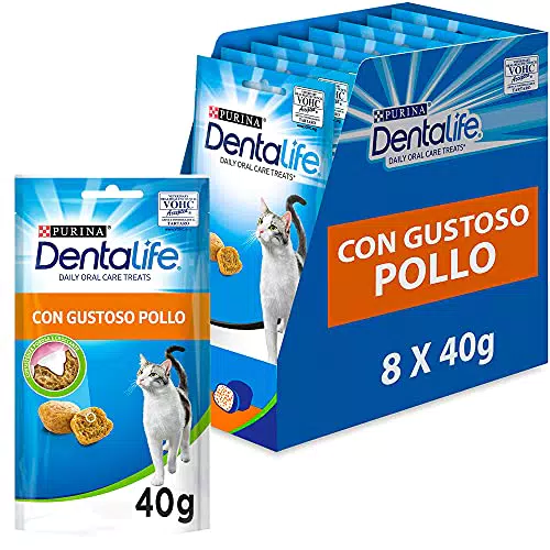 Purina Snack per Gatti "Dentalife" - 8 Confezioni da 40 g - Snack Gatto - Pulizia Denti Gatto