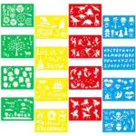 Qpout 16 pezzi Modelli di Stencil per Pittura colorati per bambini