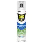Raid Essentials Mosche e Zanzare Spray Insetticida, Con Ingrediente Attivo a Base Vegetale
