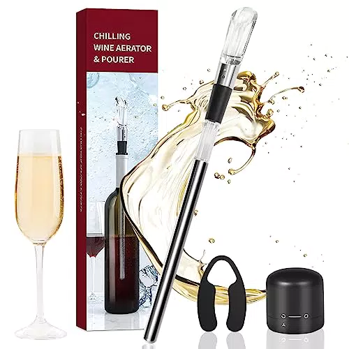 Refrigeratore per Vino, Raffredda Bottiglie Set 4 in 1: Asta di Raffreddamento Acciaio Inossidabile
