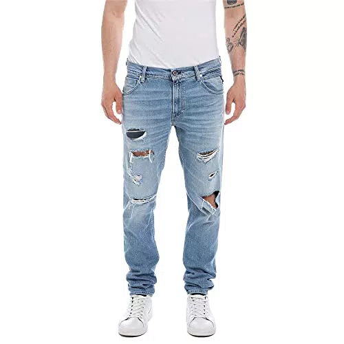 REPLAY Jeans Uomo Mickym Slim Fit in Denim Comfort, Blu