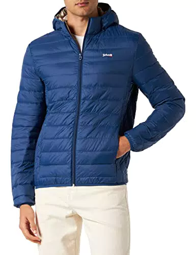 Schott NYC Silveradors Piumino con Cappuccio Extra Leggero in Pile Schott, blu, XL